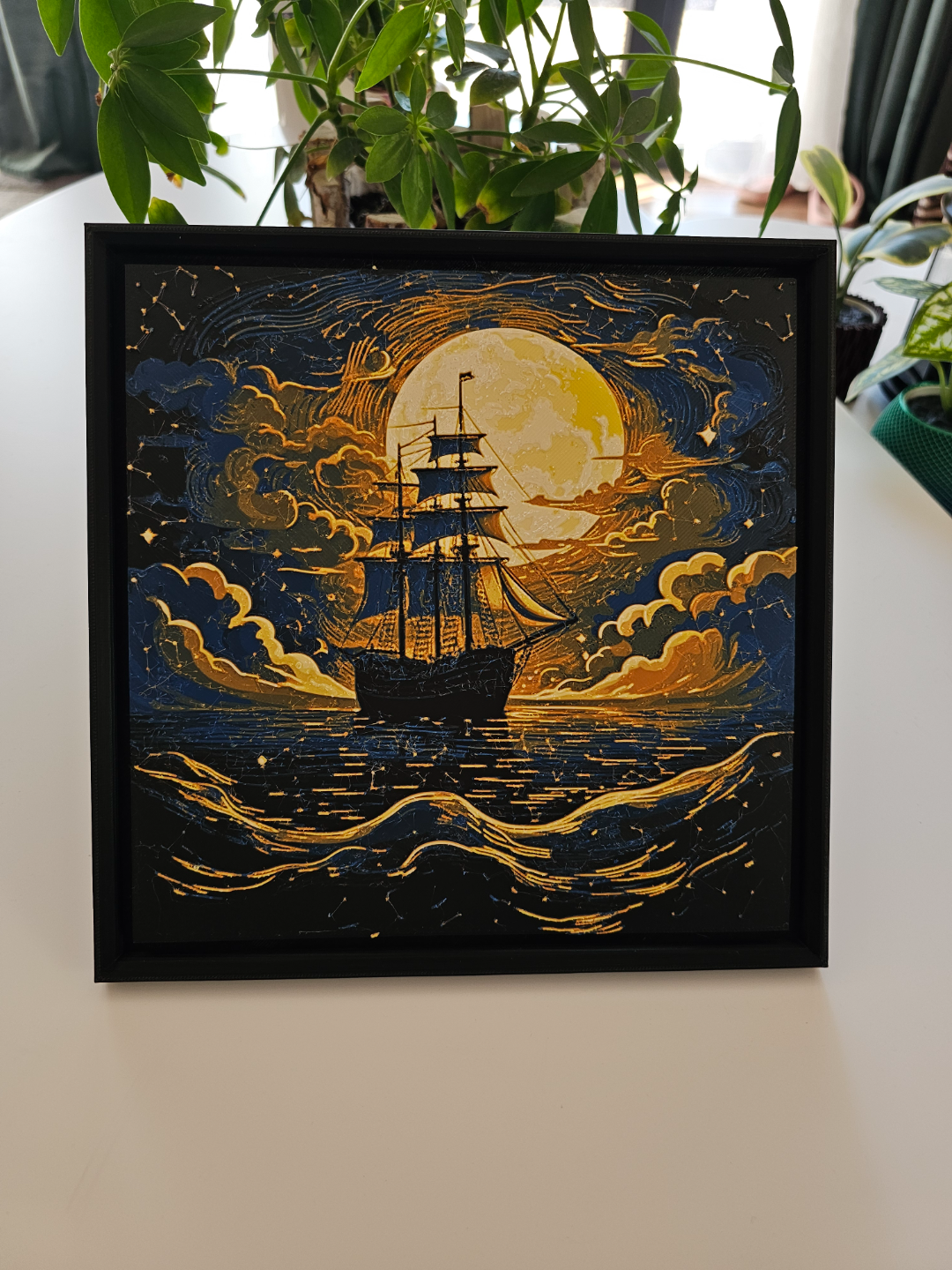 Navire dans une nuit brumeuse